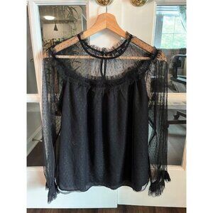 NWOT J. Crew Dotted Mesh Black Top Size Small